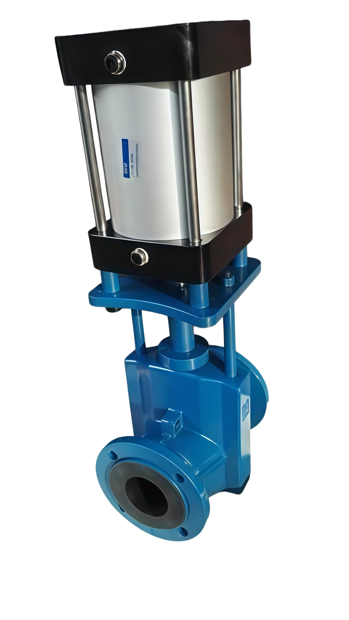 Pneumatic ceramic double gate valve