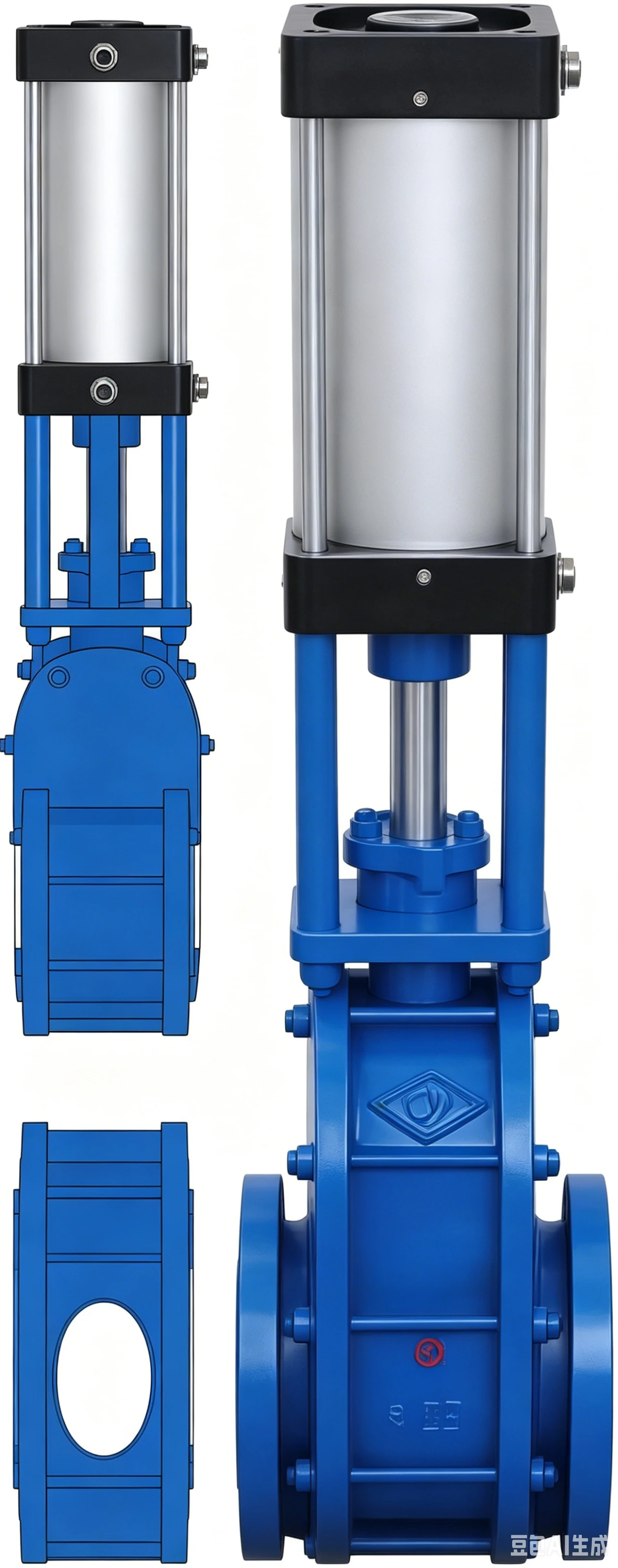 Pneumatic ceramic double gate valve