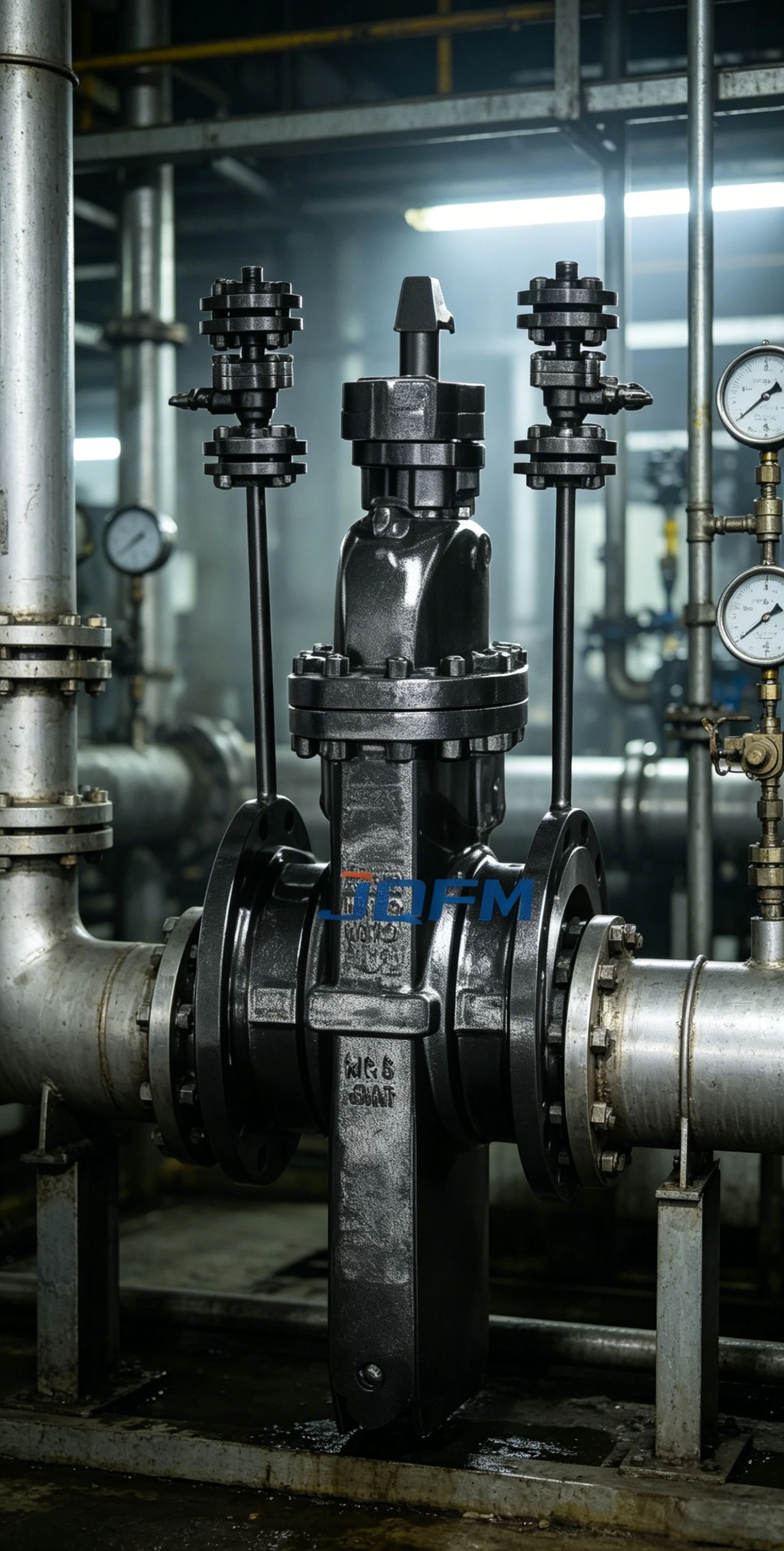Flange type gas gate valve with blow-off pipe