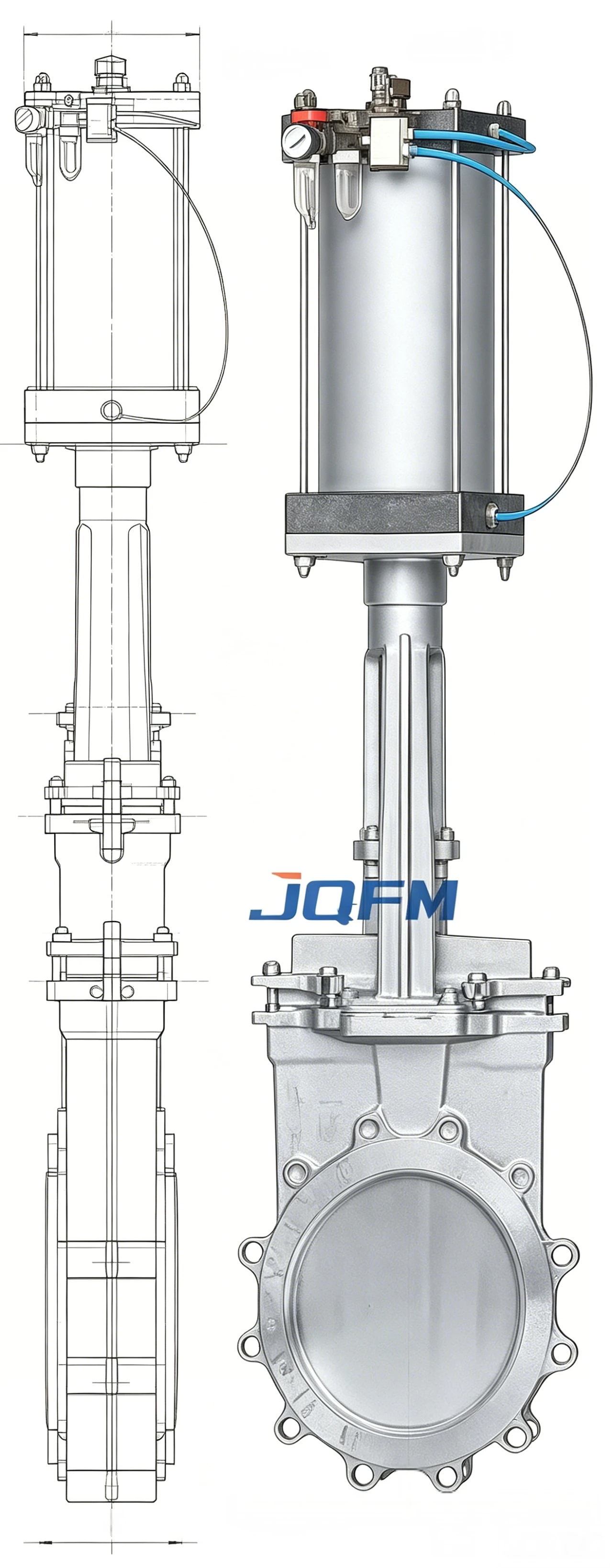 Pneumatic knife gate valve