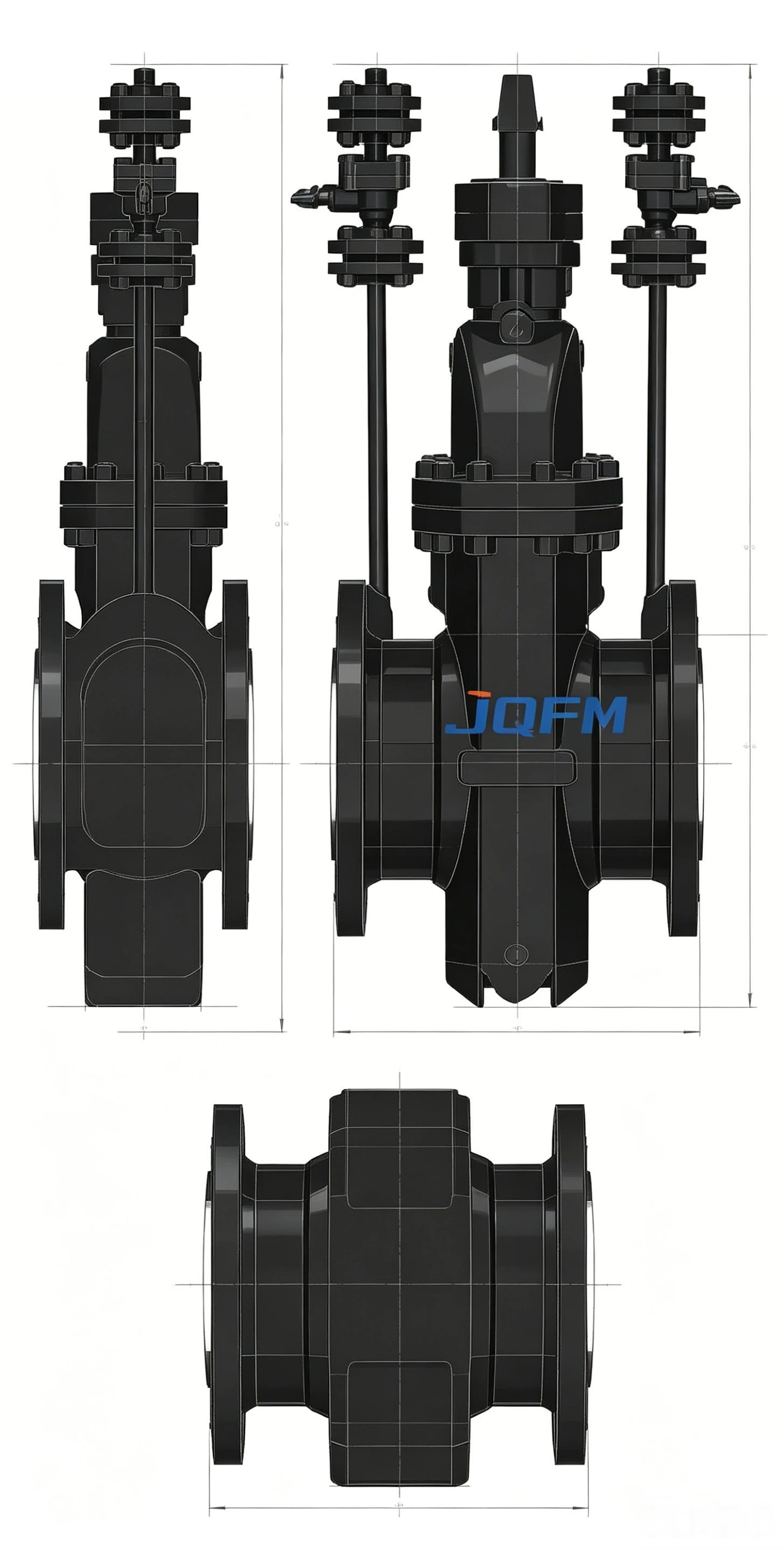 Flange type gas gate valve with blow-off pipe
