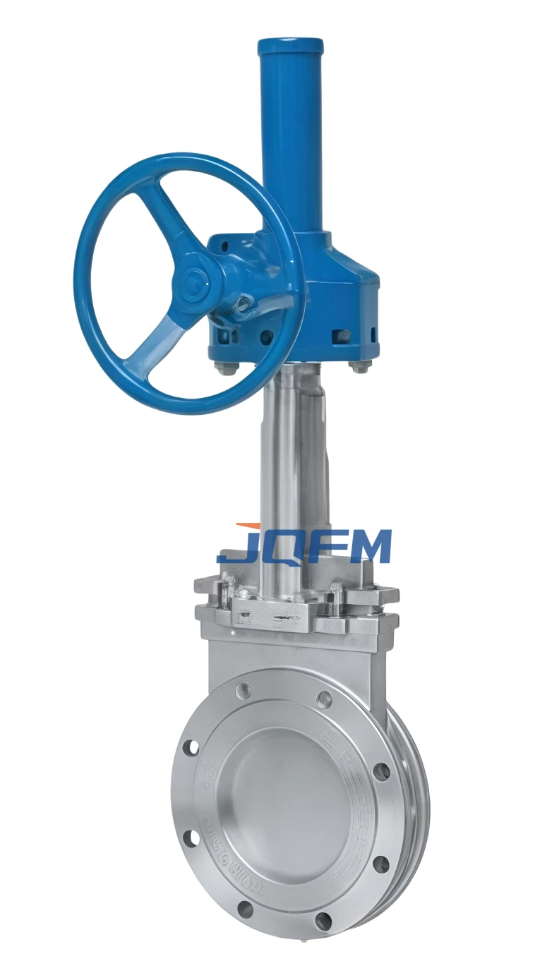 Bevel gear drive knife gate valve