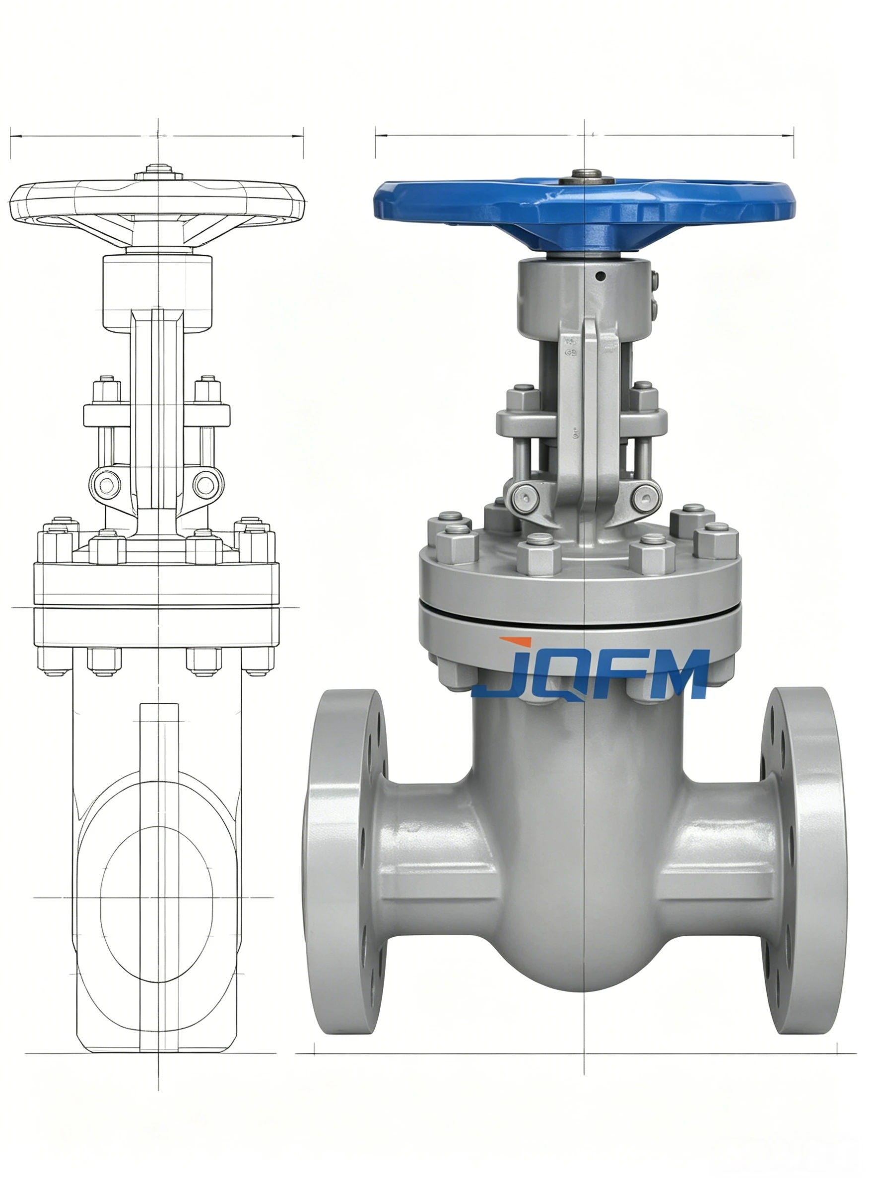 Double ram flat gate valve