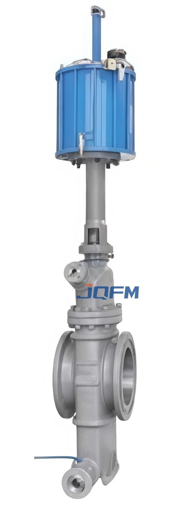 Pneumatic slag discharge flat gate valve