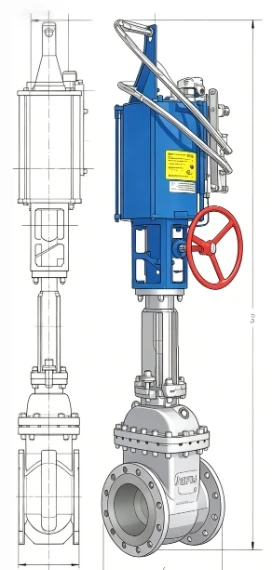 Pneumatic parallel double gate valve