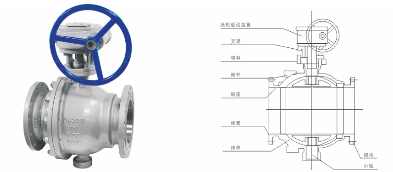 Worm gear fixed ball valve