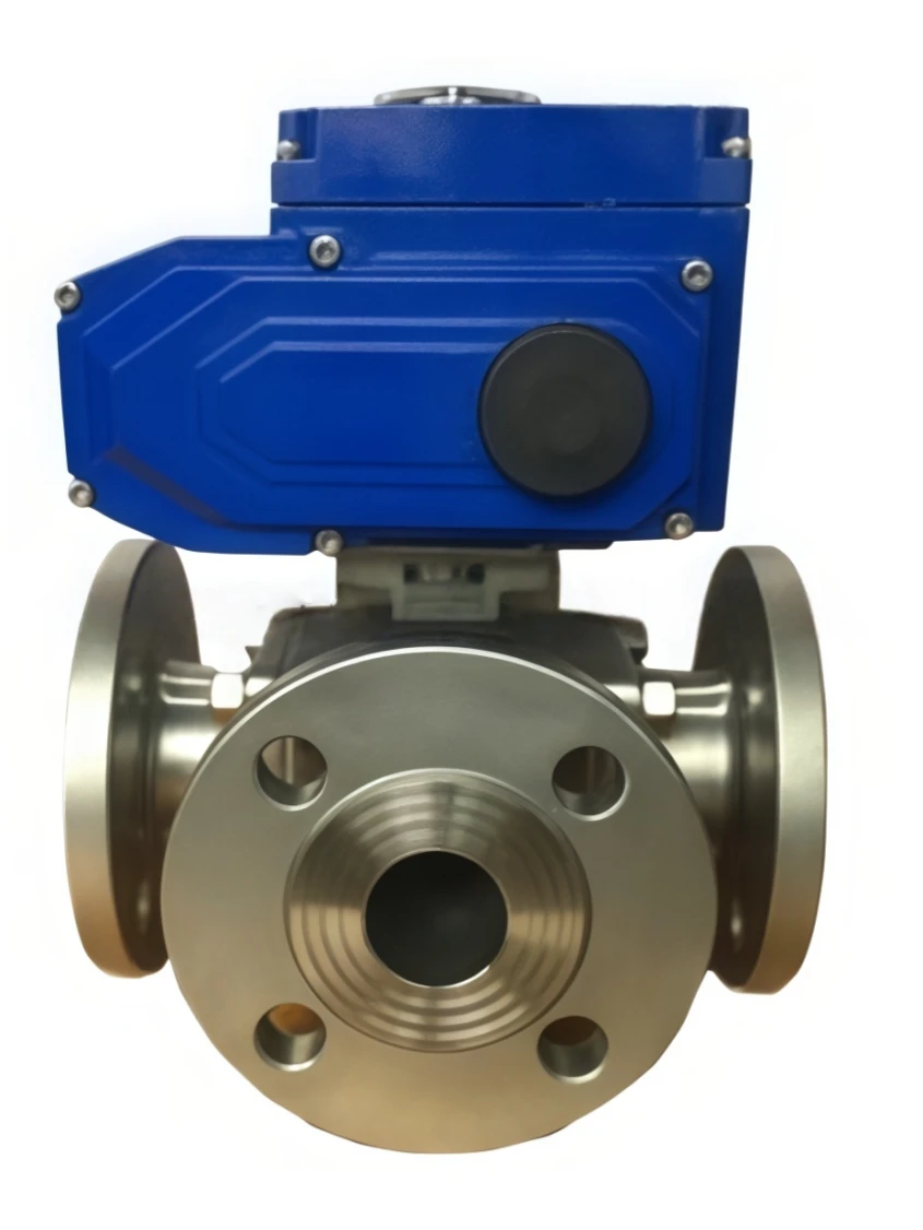 Pneumatic flange three-way ball valve