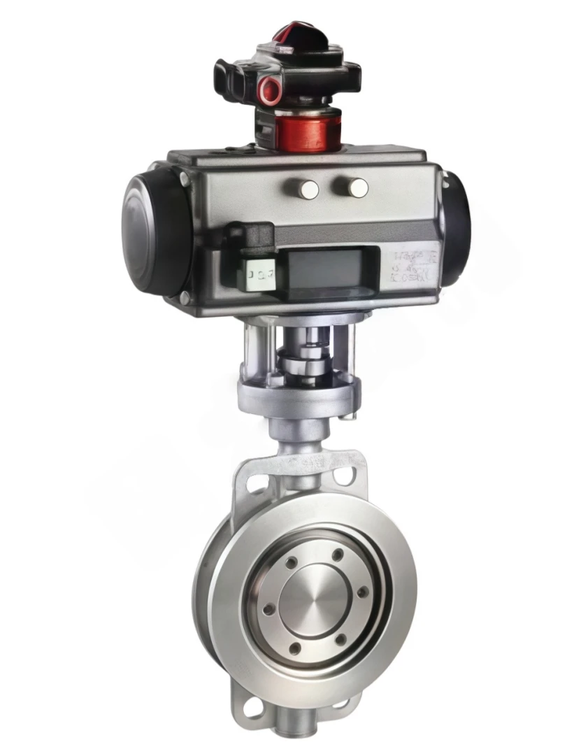 Pneumatic butterfly valve with hard seal