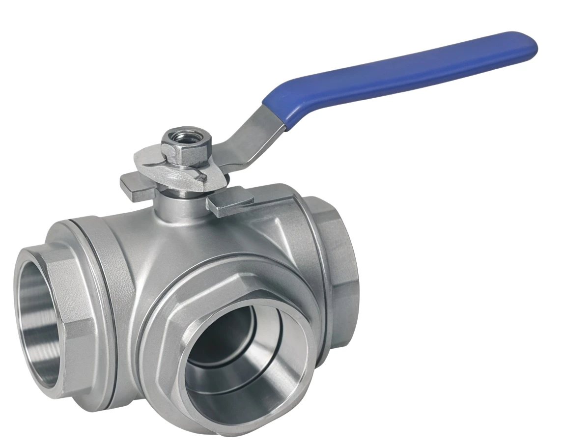 Internal thread three-way ball valve