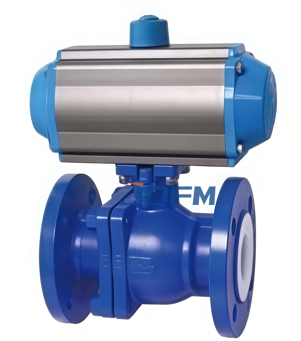 Fluorine lined pneumatic ball valve
