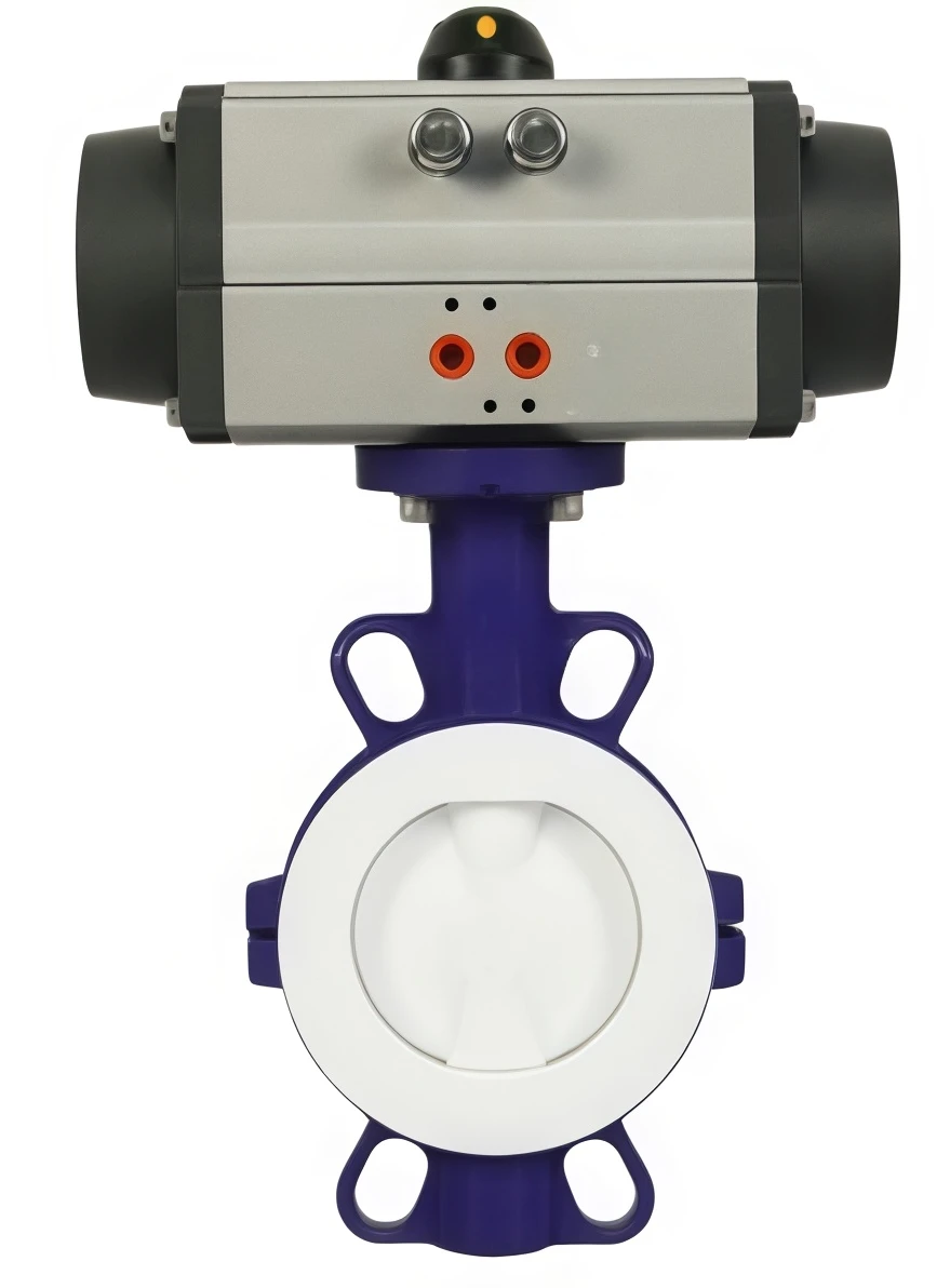 Fully lined PTFE pneumatic butterfly valve