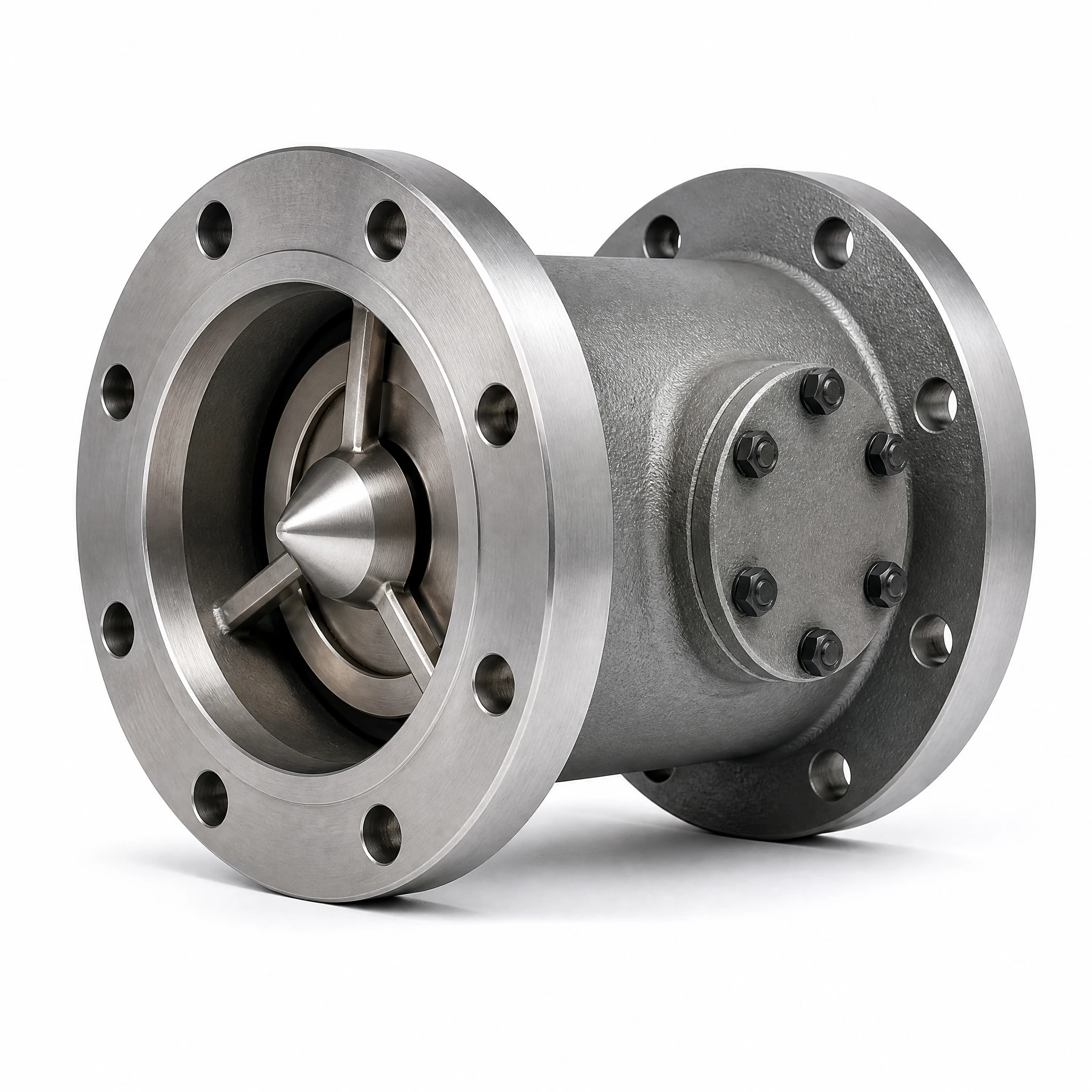 Axial flow check valve